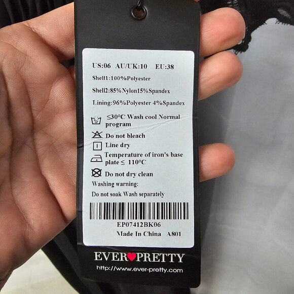 Ever Pretty Dress Black Lace Fairy Goth Whimsygoth Maxi 6 NWT - Picture 14 of 15